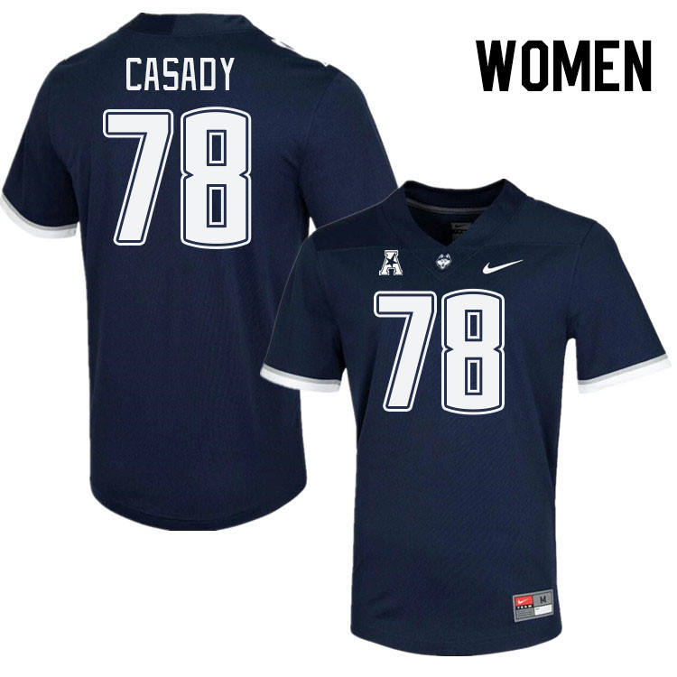 Women #78 Carsten Casady Connecticut Huskies College Football Jerseys Stitched Sale-Navy - Click Image to Close
